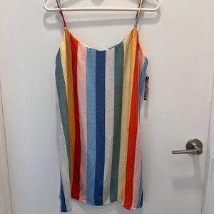 Reformation Lindsay Rainbow Stripe Mini Slip Dress